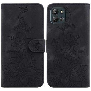 For Infinix Hot 11 2022 Lily Embossed Leather Phone Case(Black)