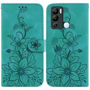 For Infinix Hot 12i Lily Embossed Leather Phone Case(Green)