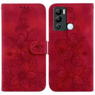 For Infinix Hot 12i Lily Embossed Leather Phone Case(Red)