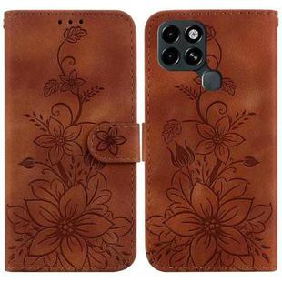 For Infinix Smart 6 Lily Embossed Leather Phone Case(Brown)