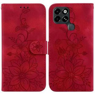 For Infinix Smart 6 Lily Embossed Leather Phone Case(Red)
