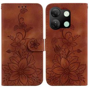 For Infinix Smart 7 HD Lily Embossed Leather Phone Case(Brown)