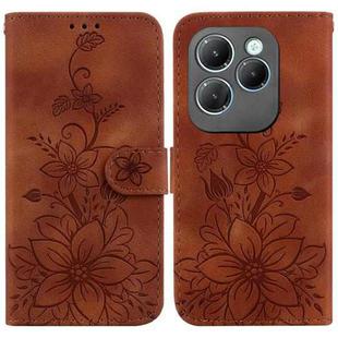 For Infinix Hot 40 / Hot 40 Pro Lily Embossed Leather Phone Case(Brown)