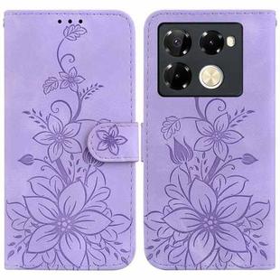 For Infinix Note 40 Pro 4G / 5G Lily Embossed Leather Phone Case(Purple)