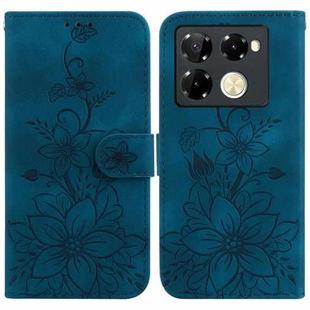 For Infinix Note 40 Pro 4G / 5G Lily Embossed Leather Phone Case(Dark Blue)