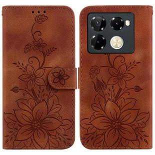 For Infinix Note 40 Pro+ 5G Lily Embossed Leather Phone Case(Brown)