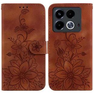 For Infinix Note 40 4G Lily Embossed Leather Phone Case(Brown)