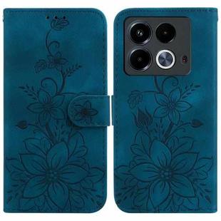 For Infinix Note 40 4G Lily Embossed Leather Phone Case(Dark Blue)