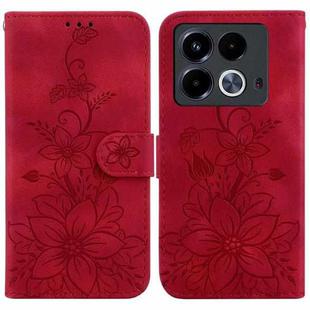For Infinix Note 40 4G Lily Embossed Leather Phone Case(Red)