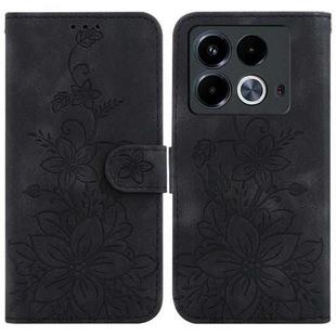For Infinix Note 40 4G Lily Embossed Leather Phone Case(Black)