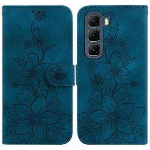 For Infinix Hot 50 5G Lily Embossed Leather Phone Case(Dark Blue)