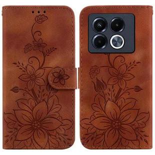 For Infinix Note 40 5G Lily Embossed Leather Phone Case(Brown)