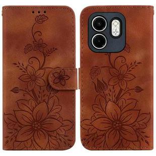 For Infinix Hot 50i / Smart 9 Lily Embossed Leather Phone Case(Brown)