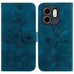 For Infinix Hot 50i / Smart 9 Lily Embossed Leather Phone Case(Dark Blue)