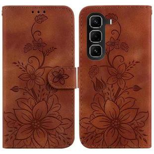 For Infinix Hot 50 Pro 4G Lily Embossed Leather Phone Case(Brown)