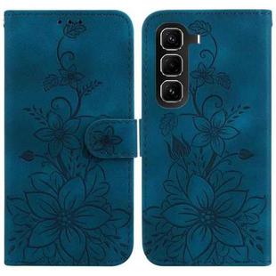 For Infinix Hot 50 Pro 4G Lily Embossed Leather Phone Case(Dark Blue)