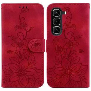 For Infinix Hot 50 Pro+ 4G Lily Embossed Leather Phone Case(Red)
