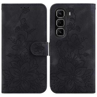 For Infinix Hot 50 Pro+ 4G Lily Embossed Leather Phone Case(Black)
