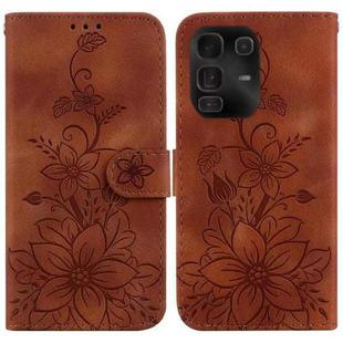 For Infinix Note 50 Pro+ Lily Embossed Leather Phone Case(Brown)