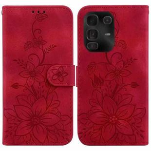 For Infinix Note 50 Pro+ Lily Embossed Leather Phone Case(Red)