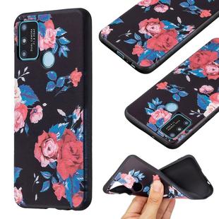 For Honor 9A Embossment Patterned TPU Soft Protector Cover Case(Red Flower)