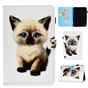For Amazon Kindle Fire HD 8 (2020) Sewing Thread Horizontal Painted Flat Leather Case with Sleep Function & Pen Cover & Anti Skid Strip & Card Slot & Holder(Kitten)