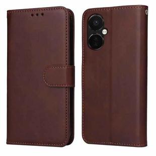 For OnePlus Nord CE3 Classic Calf Texture Flip Leather Phone Case(Brown)