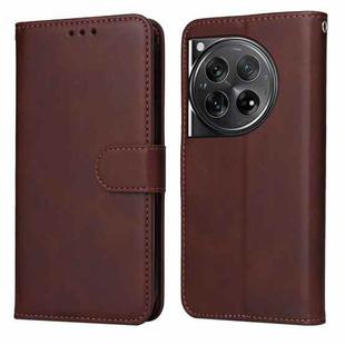 For OnePlus 12 Classic Calf Texture Flip Leather Phone Case(Brown)