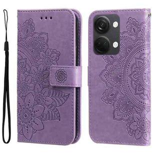 For OnePlus Nord 3/Ace 2V 7-petal Flowers Embossing Leather Phone Case(Light Purple)