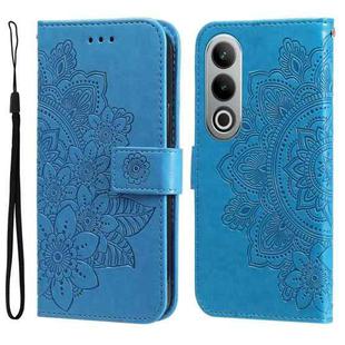 For OnePlus Ace 3V Seven-petal Flowers Embossing Leather Phone Case(Blue)