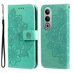 For OnePlus Nord CE4 7-petal Flowers Embossing Leather Phone Case(Green)