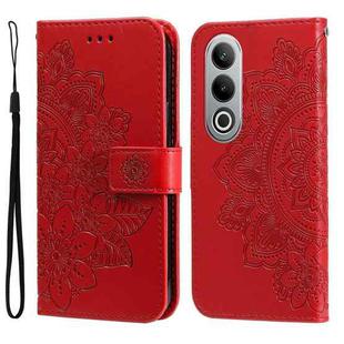 For OnePlus Nord CE4 Seven-petal Flowers Embossing Leather Phone Case(Red)