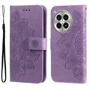 For OnePlus Ace 3 Pro Seven-petal Flowers Embossing Leather Phone Case(Light Purple)