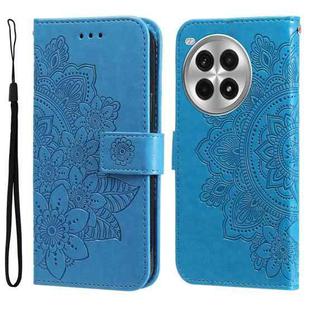 For OnePlus Ace 3 Pro Seven-petal Flowers Embossing Leather Phone Case(Blue)