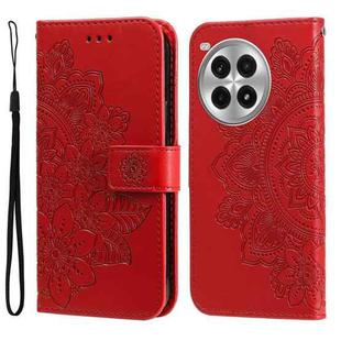 For OnePlus Ace 3 Pro Seven-petal Flowers Embossing Leather Phone Case(Red)