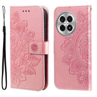 For OnePlus Ace 3 Pro Seven-petal Flowers Embossing Leather Phone Case(Rose Gold)