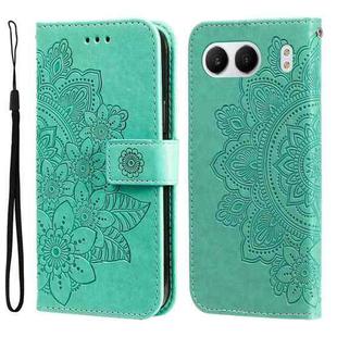 For OnePlus Nord 4 Seven-petal Flowers Embossing Leather Phone Case(Green)