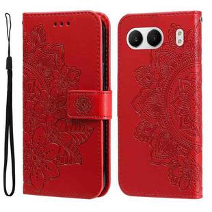 For OnePlus Nord 4 Seven-petal Flowers Embossing Leather Phone Case(Red)