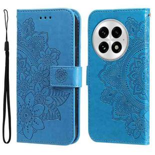 For OnePlus 13 Seven-petal Flowers Embossing Leather Phone Case(Blue)