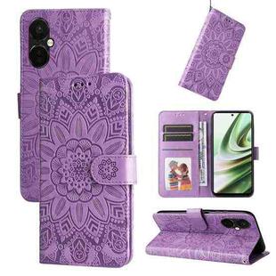 For OnePlus Nord CE3 Embossed Sunflower Leather Phone Case(Purple)