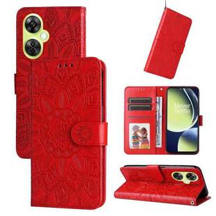 For OnePlus Nord CE 3 Lite/Nord N30 Embossed Sunflower Leather Phone Case(Red)