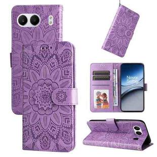 For OnePlus Nord 4 Embossed Sunflower Leather Phone Case(Purple)