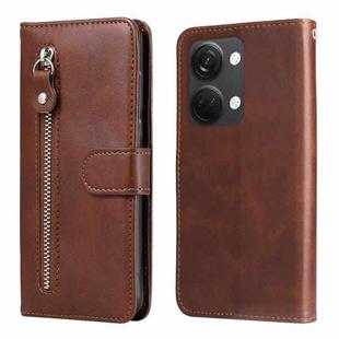 For OnePlus Nord 3/Ace 2V Fashion Calf Texture Zipper Leather Phone Case(Brown)