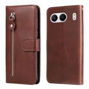 For OnePlus Nord 4 Fashion Calf Texture Zipper Leather Phone Case(Brown)