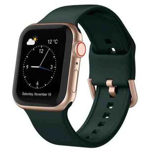 For Apple Watch Series 6 44mm Pin Buckle Silicone Watch Band(Dark Green)