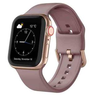 For Apple Watch Series 9 41mm Pin Buckle Silicone Watch Band(Smoked Purple)