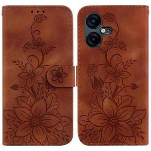 For Tecno Pova Neo 3 Lily Embossed Leather Phone Case(Brown)