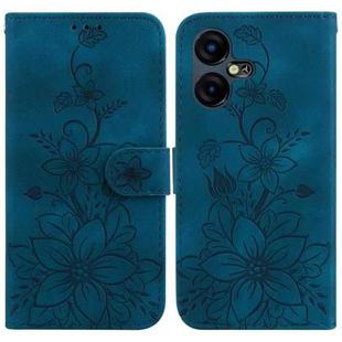 For Tecno Pova Neo 3 Lily Embossed Leather Phone Case(Dark Blue)