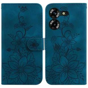 For Tecno Pova 5 Lily Embossed Leather Phone Case(Dark Blue)