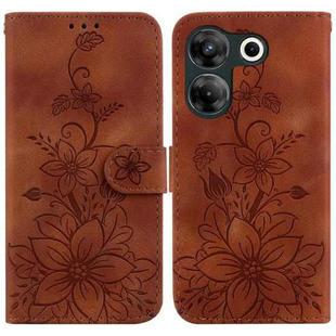 For Tecno Camon 20 Pro 5G Lily Embossed Leather Phone Case(Brown)